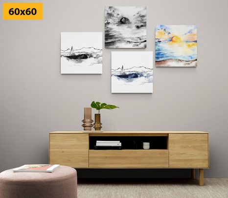 SET OBRAZOV V ZAUJÍMAVEJ KOMBINÁCII OLEJOMALIEB - ZOSTAVY OBRAZOV - OBRAZY