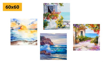 SET DI QUADRI – TOCCO DI MARE IN IMITAZIONE DI PITTURA A OLIO - COLLEZIONI DI QUADRI - STAMPE E QUADRI