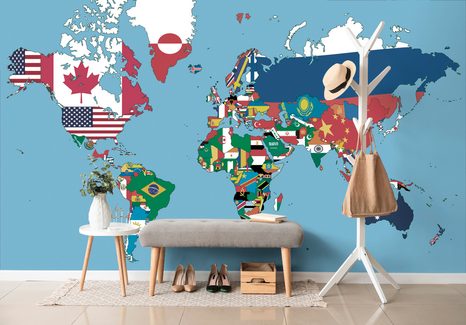 TAPETA MAPA SVETA S VLAJKAMI - TAPETY MAPY - TAPETY