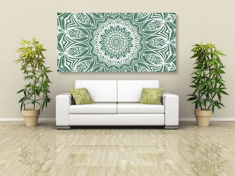 OBRAZ MANDALA HARMONIE NA ZELENÉM POZADÍ - OBRAZY FENG SHUI - OBRAZY