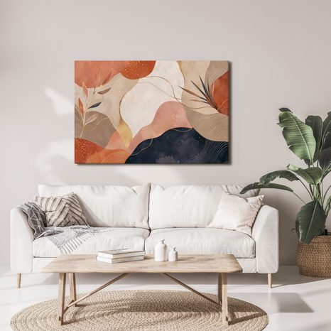 WANDBILD ELEGANTE ABSTRAKTION MIT BLÄTTERN - WANDBILDER ABSTRAKTE FORMEN - BILDER