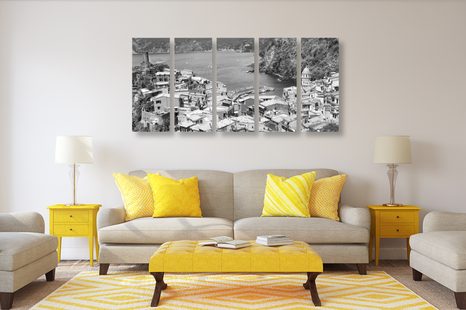 TABLOU 5-PIESE COASTA ITALIEI ÎN ALB-NEGRU - TABLOURI ALB-NEGRU - TABLOURI