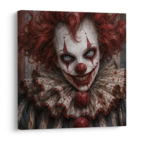 QUADRO SU TELA – CLOWN HORROR DAL SORRISO AGGHIACCIANTE - QUADRI HALLOWEEN E HORROR - STAMPE E QUADRI