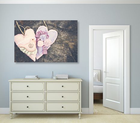 OBRAZ HANDMADE SRDÍČKA NA PAŘEZU - VINTAGE A RETRO OBRAZY - OBRAZY