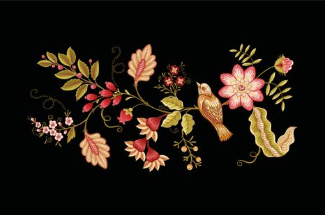 TAPETE VÖGLEIN MIT VOLKSMOTIV - VINTAGE- UND RETRO-TAPETEN - TAPETEN