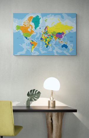 WANDBILD AUF KORK BUNTE WELTKARTE - WANDBILDER AUF KORK - 🔥 TOTALAUSVERKAUF