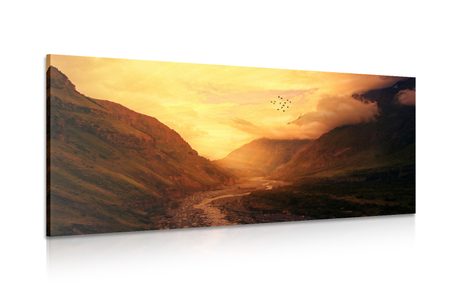 CANVAS PRINT SUNSET OVER THE MOUNTAIN - PICTURES OF NATURE AND LANDSCAPE - PICTURES