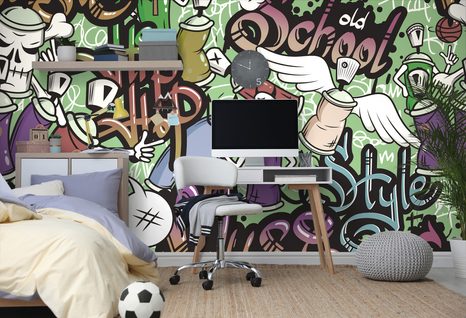 CARTA DA PARATI AUTOADESIVA – STREET ART ALLEGRO IN VERDE - CARTA DA PARATI AUTOADESIVE - CARTA DA PARATI