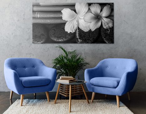 WANDBILD WELLNESS-STILLLEBEN IN SCHWARZ-WEISS - SCHWARZ-WEISSE BILDER - BILDER