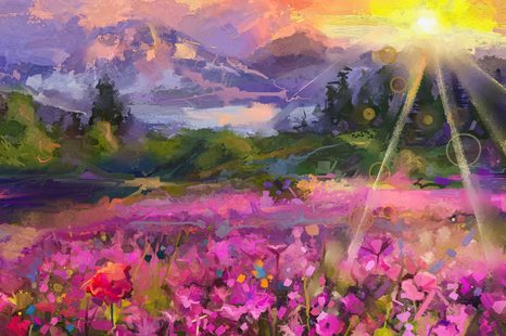 SLIKA ŠARENI PEJZAŽ - ULJE NA PLATNU - SLIKE PRIRODE I KRAJOLIKA - SLIKE