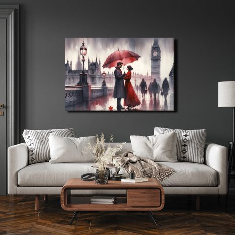 WANDBILD LIEBESPAAR IN LONDON - BILDER MIT LIEBESMOTIVEN - BILDER