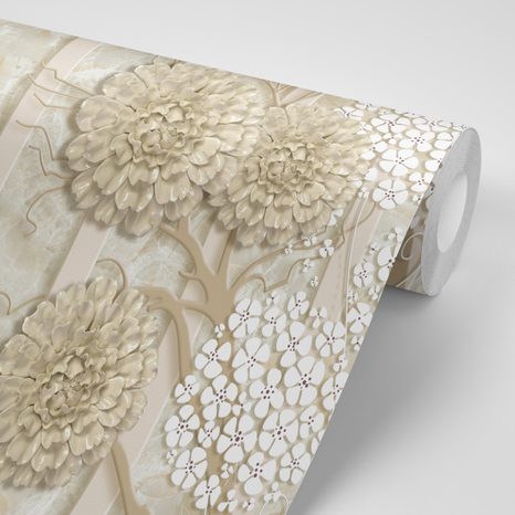 TAPÉTA ABSZTRAKT VIRÁGOK MÁRVÁNY HÁTTÉREN - ABSZTRAKT TAPÉTÁK - TAPÉTÁK