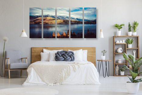 5-DIELNY OBRAZ ZAPADAJÚCE SLNKO NAD JAZEROM - OBRAZY PRÍRODY A KRAJINY - OBRAZY