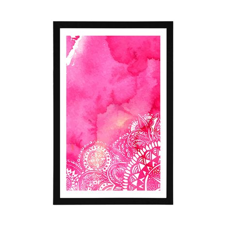 POSTER WITH MOUNT MANDALA PINK WATERCOLOR - FENG SHUI - POSTERS