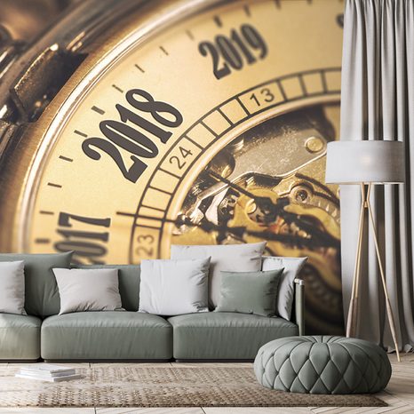 SELF ADHESIVE WALL MURAL VINTAGE POCKET WATCH - SELF-ADHESIVE WALLPAPERS - WALLPAPERS