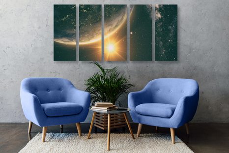 5-TEILIGES WANDBILD BLICK AUS DEM WELTRAUM - BILDER VON UNIVERSUM UND STERNEN - BILDER