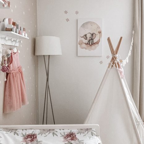 STAMPA SU TELA – ELEFANTINO SOGNANTE - ANIMALI DA SOGNO - STAMPE E QUADRI