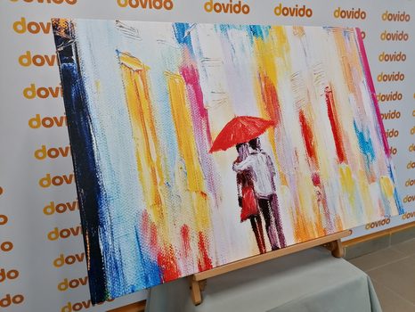 TABLEAU SUR TOILE – PROMENADE SOUS LA PLUIE - TABLEAUX D'AMOUR - TABLEAUX