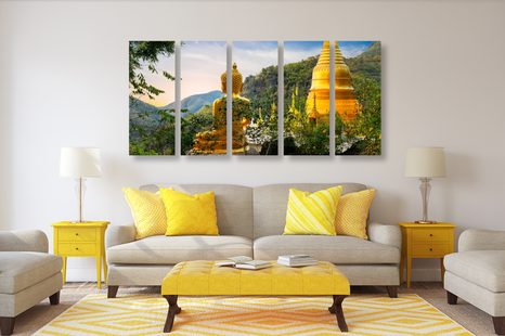 TABLOU 5-PIESE VEDERE LA BUDDHA DE AUR - TABLOURI FENG SHUI - TABLOURI