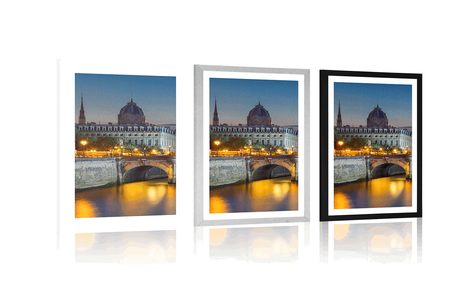 PLAKÁT S PASPARTOU OSLŇUJÍCÍ PANORAMA PAŘÍŽE - MĚSTA - PLAKÁTY