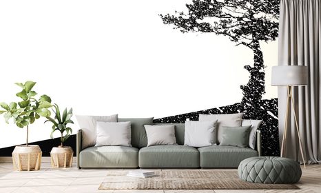 TAPETA SILUETA STROMU - ČERNOBÍLÉ TAPETY - TAPETY