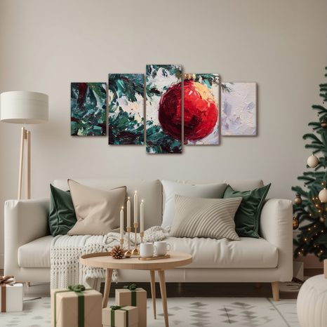 5-DÍLNÝ OBRAZ DETAIL VÁNOČNÍHO STROMKU - VÁNOČNÍ A ZIMNÍ OBRAZY - OBRAZY