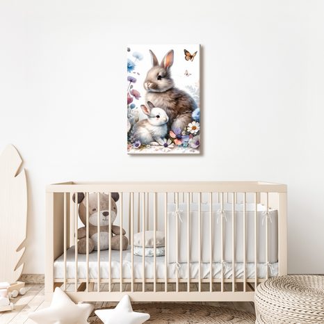OBRAZ ROZTOMILÍ ZAJÍČCI MEZI KVĚTINAMI - CHILDREN'S PICTURES OF ANIMALS - PICTURES