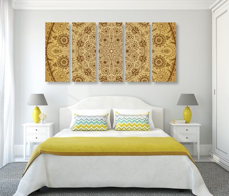 5-RÉSZES KÉP ARANY ETNIKUS MANDALA - FENG SHUI KÉPEK - KÉPEK