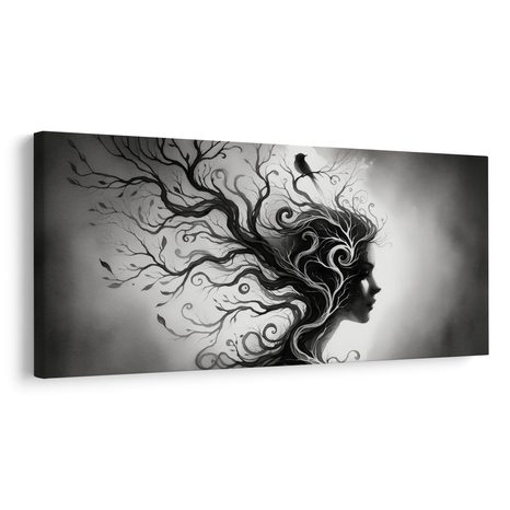 WANDBILD BAUM DES LEBENS IN WEIBLICHER SILHOUETTE - BILDER BÄUME DES LEBENS - BILDER