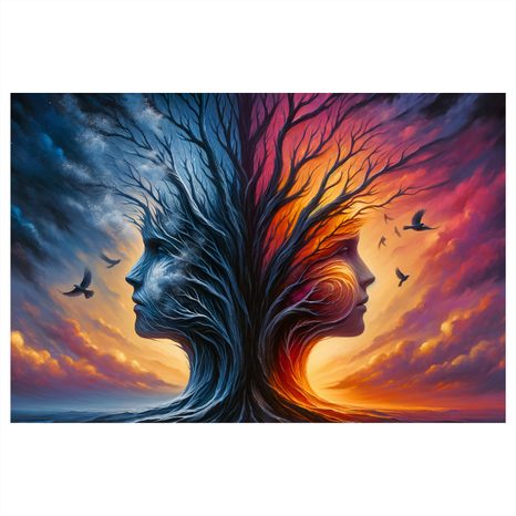 FOTO OP CANVAS LEVENSBOOM EN GEZICHTEN - SCHILDERIJEN - MEGA UITVERKOOP TOT 70% 🔥