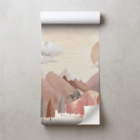 SAMOLEPÍCÍ TAPETA PASTELOVÉ HORSKÉ PANORAMA - DĚTSKÉ TAPETY - TAPETY
