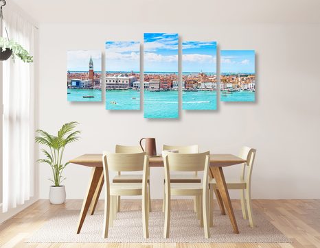 5 RÉSZES KÉP KILÁTÁS VELENCÉRE - VÁROST ÁBRÁZOLÓ KÉPEK - KÉPEK