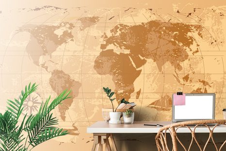 TAPETA RUSTIKÁLNÍ MAPA SVĚTA - TAPETY MAPY - TAPETY