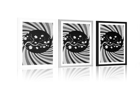 ПЛАКАТ – АЗИАТСКИ ГРЪНДЖ ФОН В ЧЕРНО И БЯЛО - ЧЕРНО-БЯЛО - ПЛАКАТИ