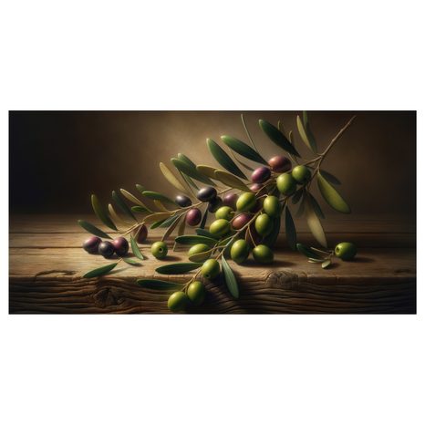 WANDBILD OLIVEN AUF HOLZ - BILDER BÄUME UND LAUB - BILDER