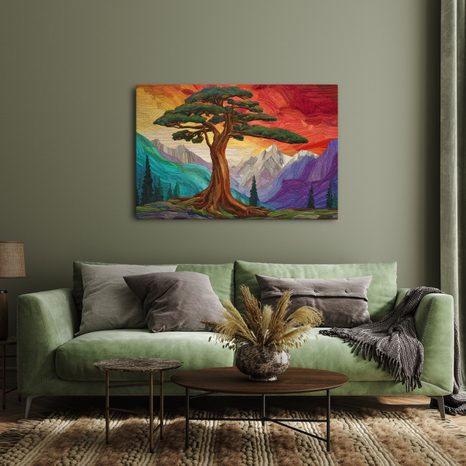 OBRAZ NÁDHERNÝ STROM ŽIVOTA V HORÁCH - OBRAZY STROMY ŽIVOTA - OBRAZY