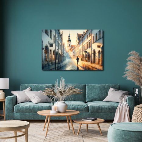 OBRAZ PROCHÁZKA RANNÍ ULICÍ - OBRAZY MĚSTA - OBRAZY