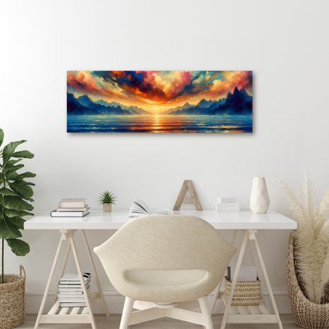 OBRAZ KLIDNÁ VODNÍ HLADINA PŘI ZÁPADU - OBRAZY VÝCHOD A ZÁPAD SLUNCE - OBRAZY