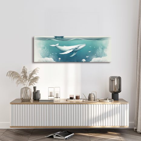 QUADRO SU TELA – BALENA TRANQUILLA SOTTO IL MARE - QUADRI DI BALENE - STAMPE E QUADRI