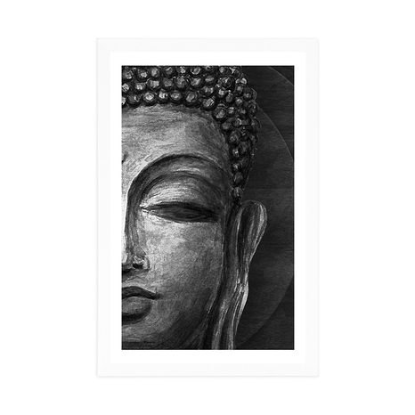 AFFICHE – VISAGE DE BOUDDHA EN NOIR ET BLANC - FENG SHUI - AFFICHES