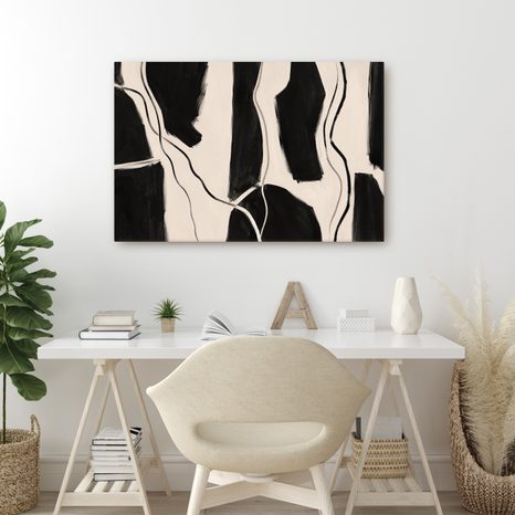 QUADRO SU TELA – ASTRATTO A CONTRASTO IN NERO - QUADRI FORME ASTRATTE - STAMPE E QUADRI