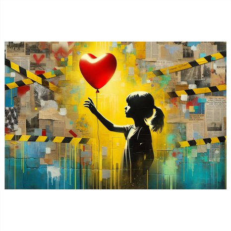 OBRAZ DÍVKA SRDCE A BALÓN - OBRAZY ŽENY - OBRAZY