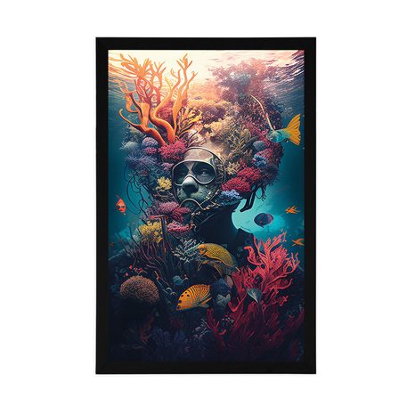 PLAKÁT SURREALISTICKÝ POTÁPĚČ - PODMOŘSKÝ SVĚT - PLAKÁTY