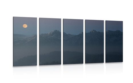 5 PART PICTURE FULLMOON OVER THE MOUNTAINS
