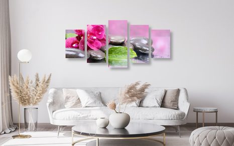 5-DÍLNÝ OBRAZ ORCHIDEJ S NÁDECHEM RELAXU - OBRAZY FENG SHUI - OBRAZY