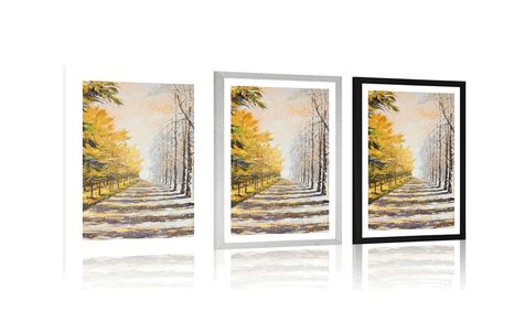 POSTER WITH MOUNT AUTUMN AVENUE OF TREES - NATURE - POSTERS