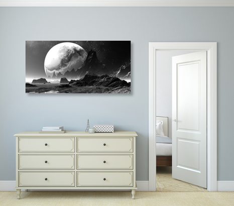 STAMPA SU TELA – PAESAGGIO FANTASTICO IN BIANCO E NERO - QUADRI BIANCO E NERO - STAMPE E QUADRI