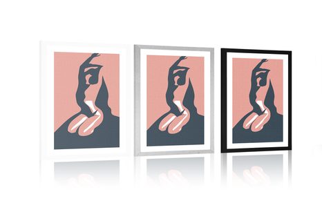 POSTER MIT PASSEPARTOUT ZÄRTLICHKEIT DES WEIBLICHEN KÖRPERS - FRAUEN - POSTER