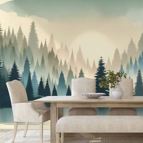 SAMOLEPÍCÍ TAPETA ZAMLŽENÝ LESNÍ SOUMRAK - TAPETY LES - TAPETY