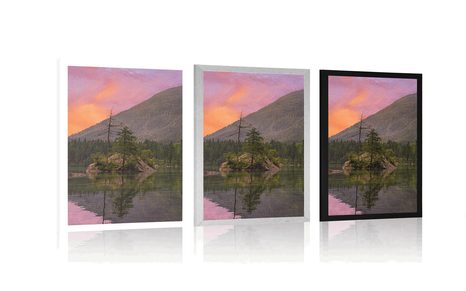 PLAKÁT ZÁPAD SLUNCE NAD HORSKOU KRAJINOU - PŘÍRODA - PLAKÁTY